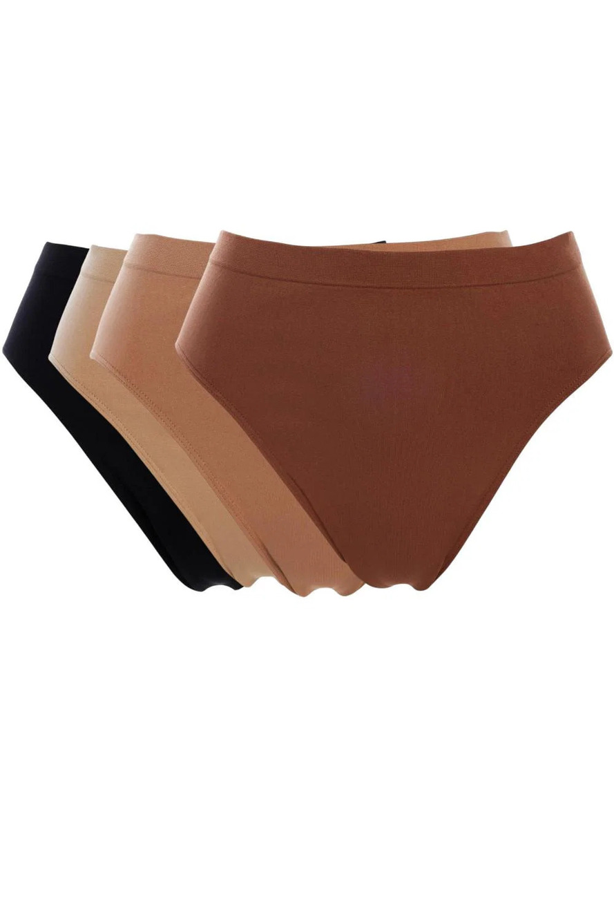 Rhonda Shear Women's 4-pack Original Seamless Ahh Brief Black/Mahogany -